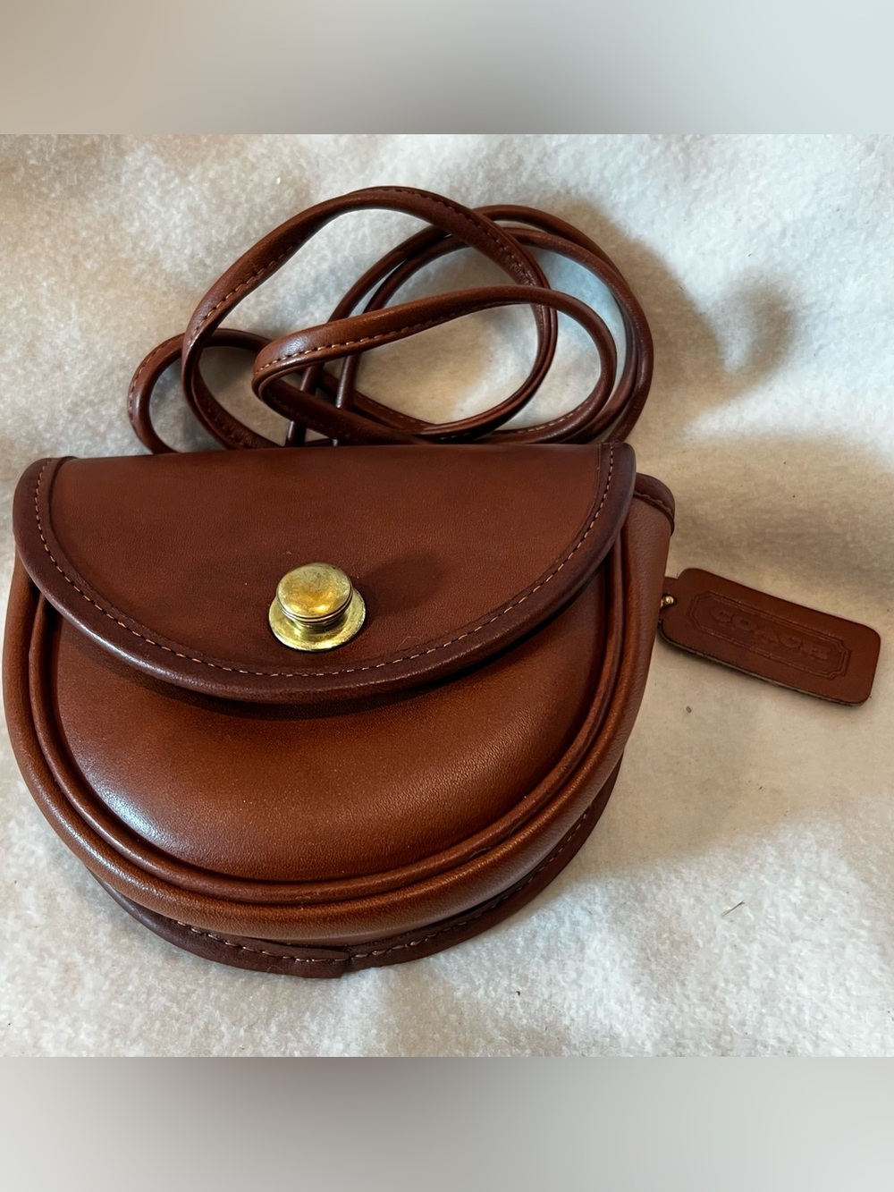 Vintage Coach Mini Belt Bag in British Tan Leather